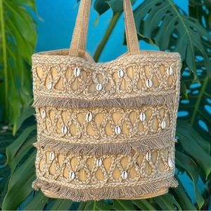 SALT + UMBER - Isla Jute Seashell Summer Beach Pool Vacation Cruise Tote NWT